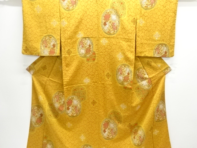 JAPANESE KIMONO / ANTIQUE OMESHI / TAISHO ROMAN STYLE / WOVEN LION